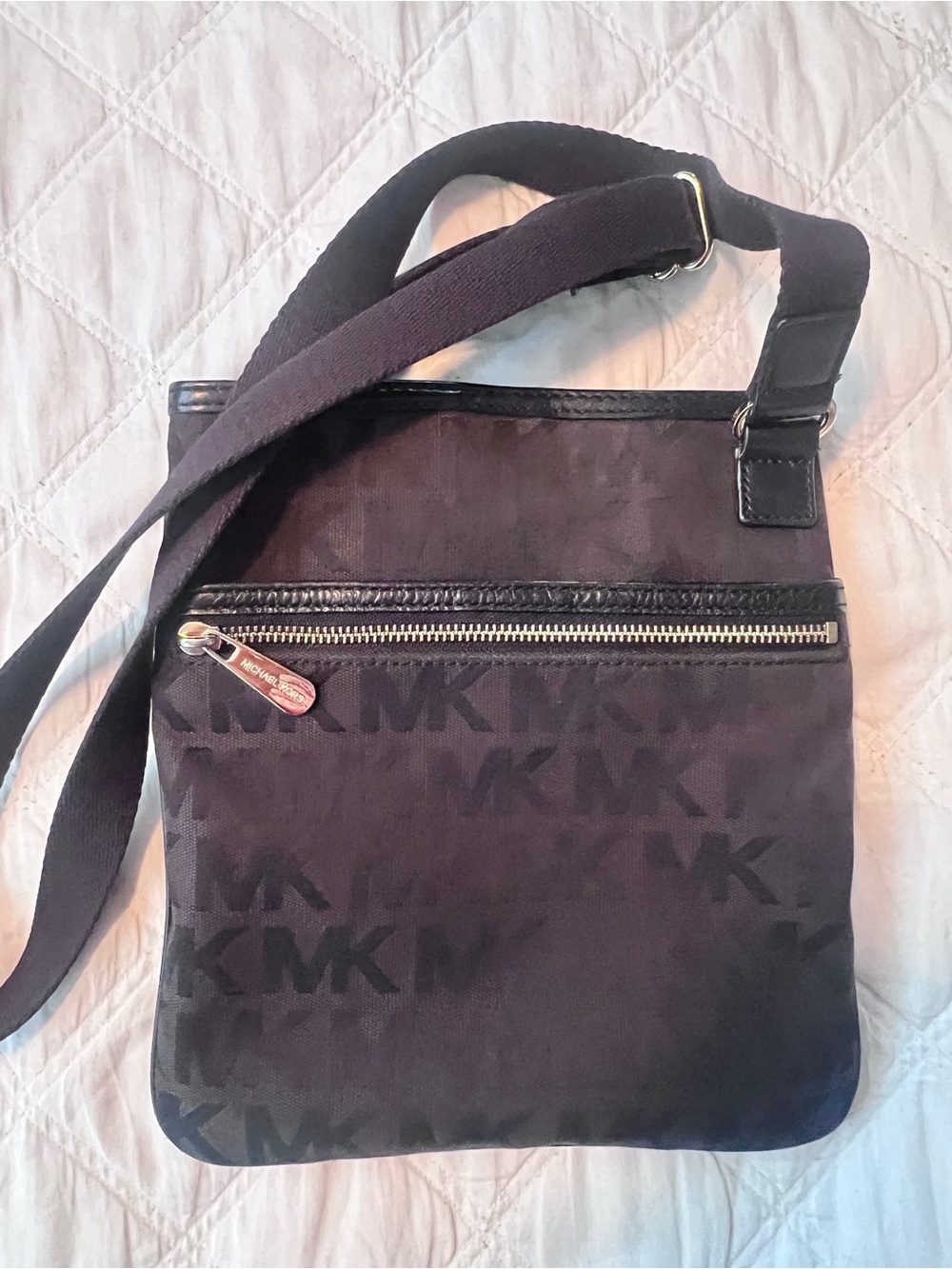 Michael Kors Black MK Logo Messenger Crossbody